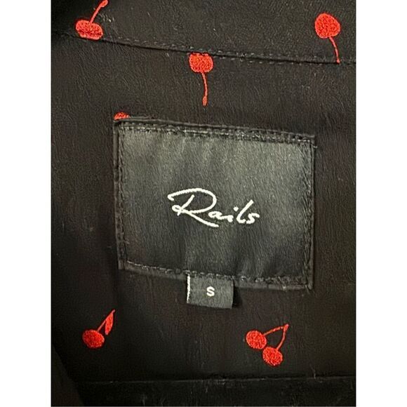 Rails Rocsi Metallic Cherry Print Black Button Down Shirt S - Picture 2 of 7